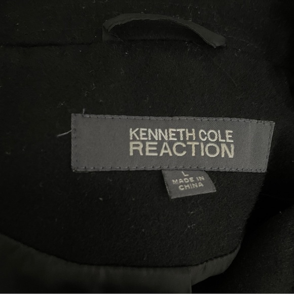 Kenneth Cole Reaction Black Wool Blend Pea Coat - Picture 5 of 6